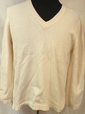 Cabela's Womens XL Reg Cream Long Sleeve V-Neck Pullover Knit Sweater